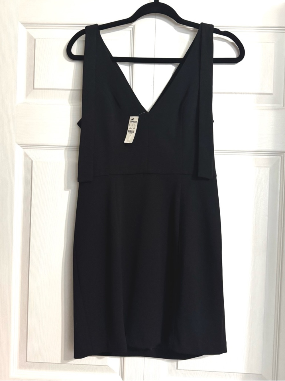 NWT Express Tie Shoulder Mini Black  Dress V Neck Size M